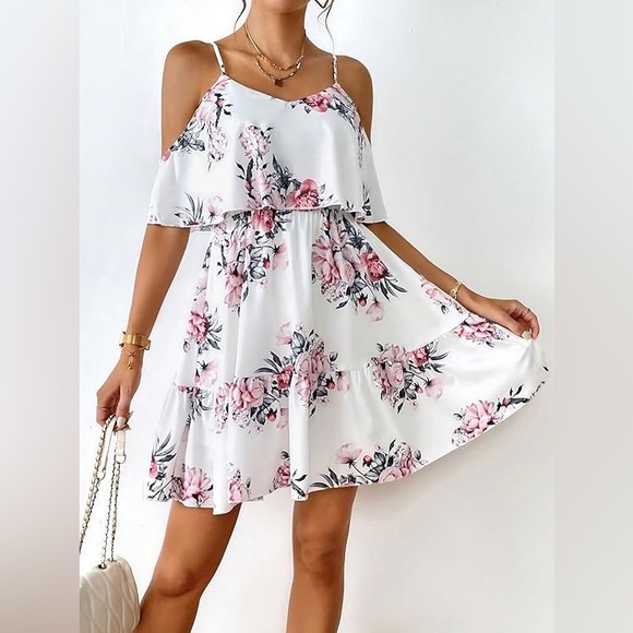 Dresses & Skirts - Soft Bloom Floral Cold-Shoulder Mini Dress